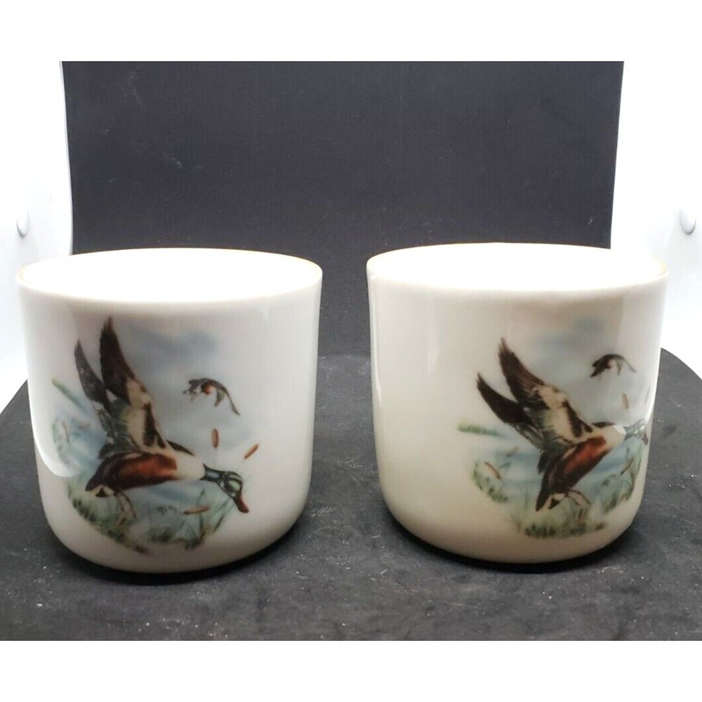 Fine China Coffee Cups with Ducks in Flight  2 in the Set ~Vintage~